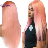 Dream Beauty เปรู Remy มนุษย์ผมสีชมพูด้านหน้าลูกไม้วิกผม Pre - Plucked ผมตรงกับผมเด็ก glueless Wigs