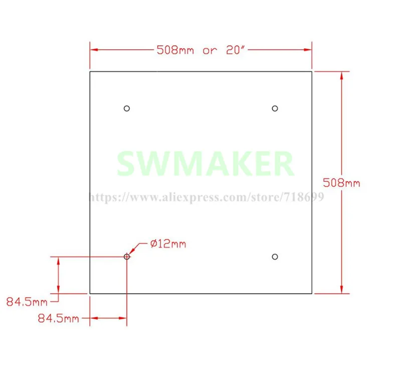 508x508mm/20 ''x 20'' силиконовый нагреватель для Creality CR-10 S5 3D принтер силиконовый нагреватель Подогреватель пусковой площадки быстрый нагрев