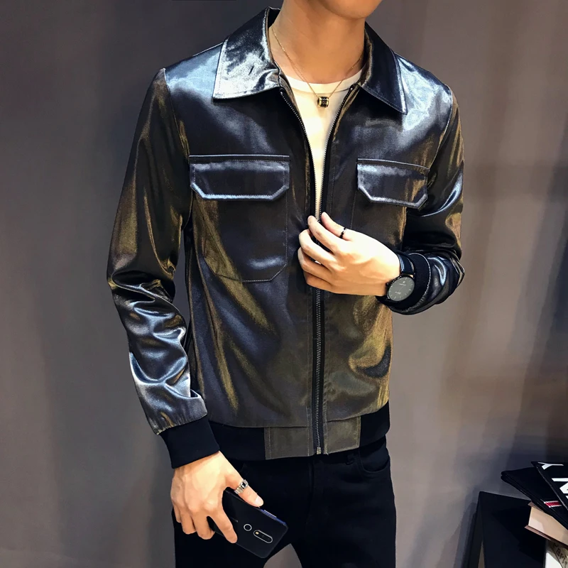 Silver gray Sharp shinny мужские куртки и пальто jaqueta masculino королевский синий черный серый зеленый сценическая одежда для певицы Клубные вечерние куртки - Цвет: Silver gray