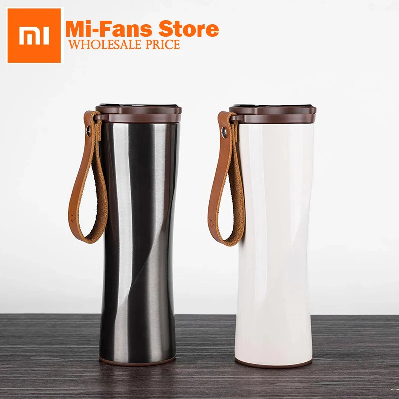 

2017 Xiaomi Kiss Kiss Fish Slim Smart Cup 430ml OLED Temperature Screen 310g Protable Stainless Steel Cup with Leather Rope