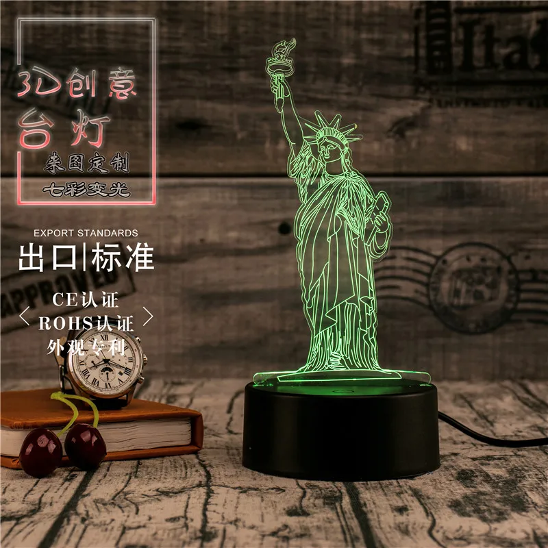 3D Led Novety светильник ing креативный подарок Ночной светильник Настольная лампа Статуя Свободы светодиодный домашний коридор отель вечерние светильник s