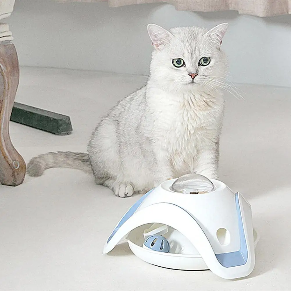 Pet Puzzle Cat Toy Food Leak Food Dispenser Feeder Interactive Fun Toy 360 Degree Rotating Bell Ball