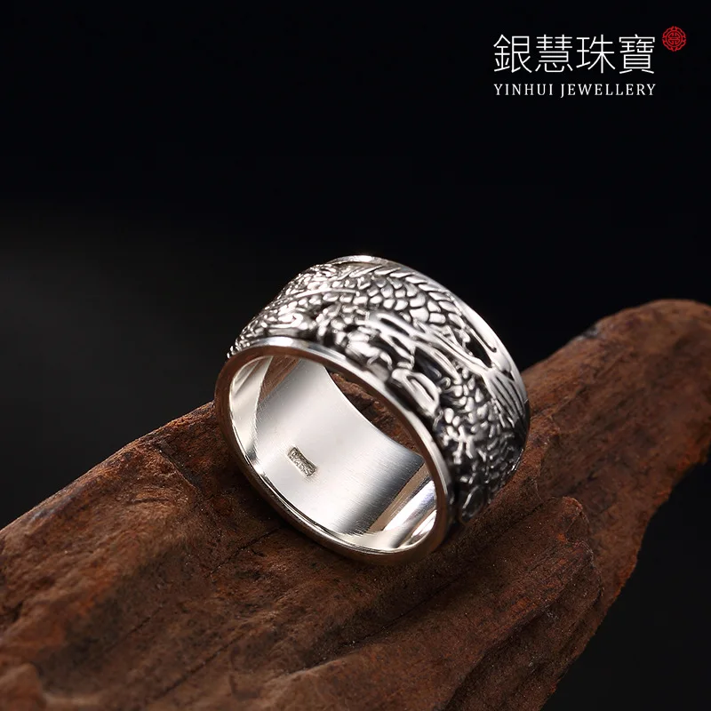 

100% Pure 925 Sterling Silver Jewelry Rings Punk Mens Signet Ring For Women Special Christmas Gift FR050