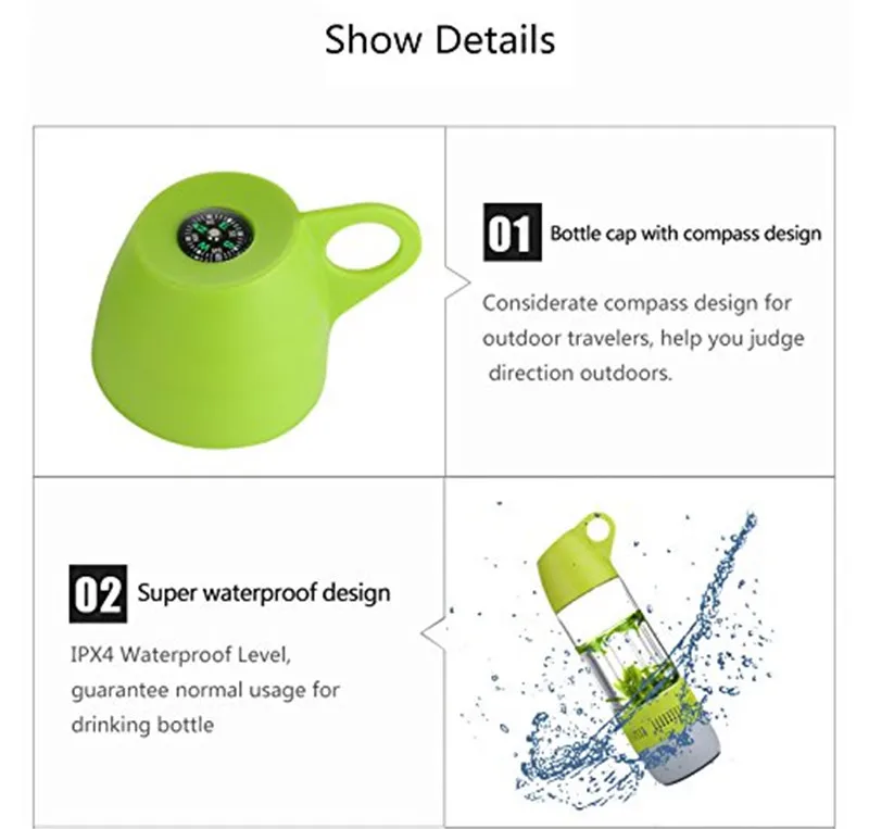 LemonMan бутылка для воды Мини Bluetooth динамик портативные чашки компас беспроводной динамик открытый звук стерео музыкальный плеер