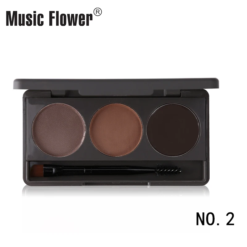 Музыкальный цветок, палитра пудры для бровей, косметика, бренд Eye Brow Enhancer Pro, водонепроницаемый макияж, тени для век, воск, с кисточкой, зеркальная коробка - Цвет: 02