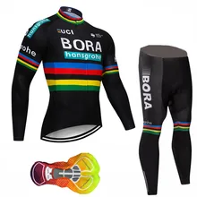 

2018 BORA Cycling Jersey Long Sleeves Mountain Bike jacket Clothes MTB Maillot Ropa Ciclismo Bicycle Clothing Pants Set 16D gel