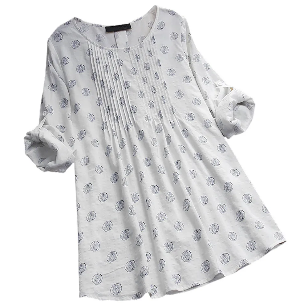 

Women Blouses Long Sleeve Polka Dot Loose Blouse Pullover Button Tops Shirt Silk Blouse Shirt Women blusas femininas
