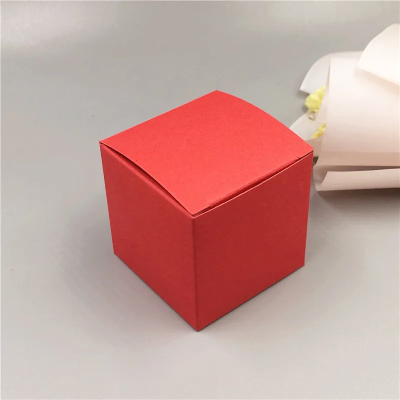 25pcs Kraft Cardbpard Small Cube Boxes With Heart Shape Window