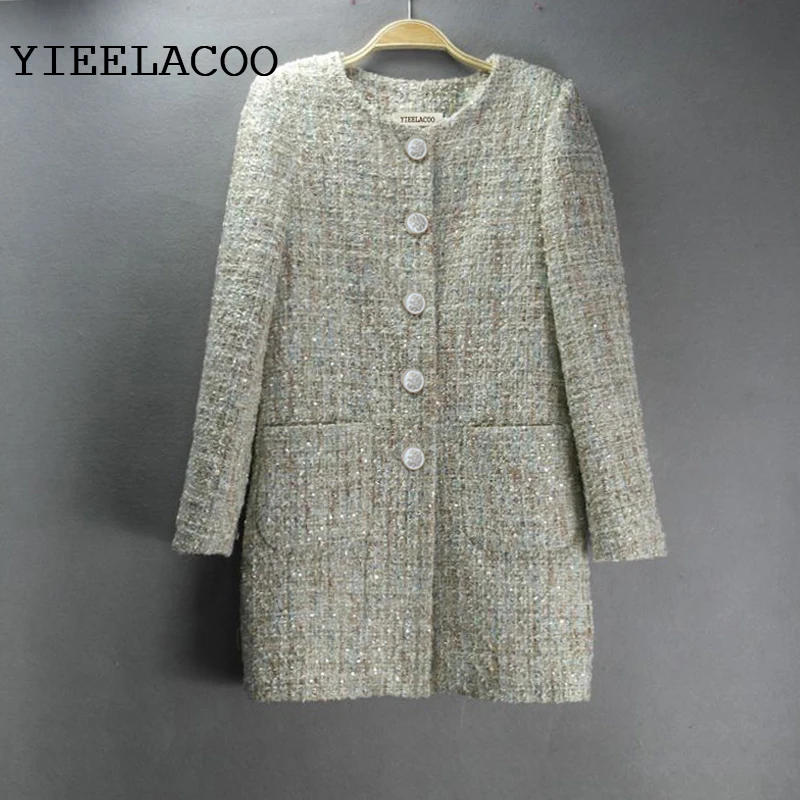 Printemps Femmes Laine Manteau hiver Dames Sections Longues Color De Mode Veste À Casual 2018 Manches Tweed Picture Et automne 8ZwqYSqz