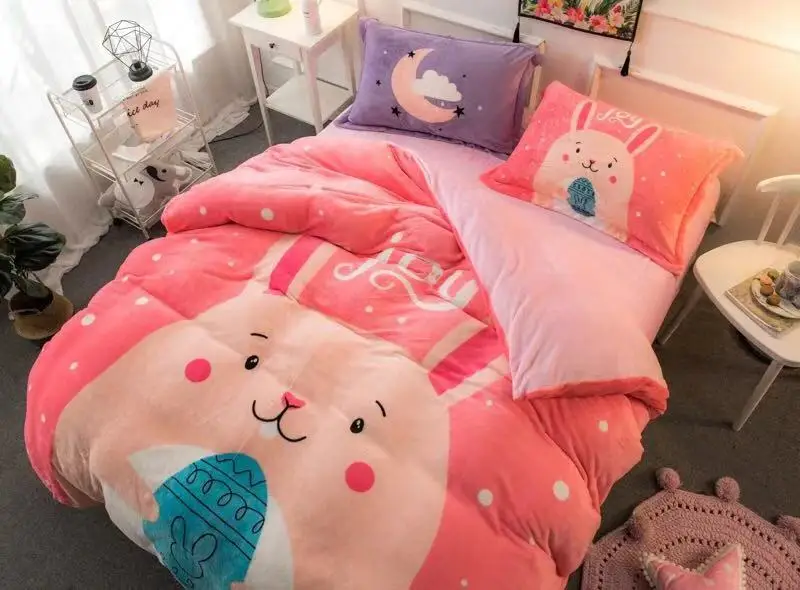 

Coral Fleece Bedding Set Flannel Flannel four sets, winter coral velvet winter warm, winter thickening, with plush, plush quilt