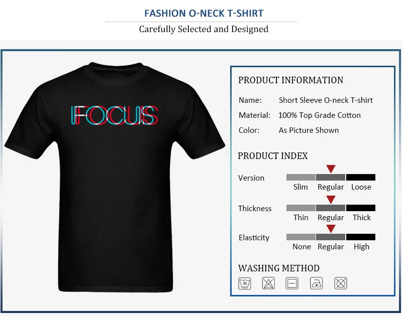 Casual FOCUS Tops & Tees for Men Classic Summer Round Neck 100% Cotton Short Sleeve T-shirts Custom Tee-Shirts FOCUS