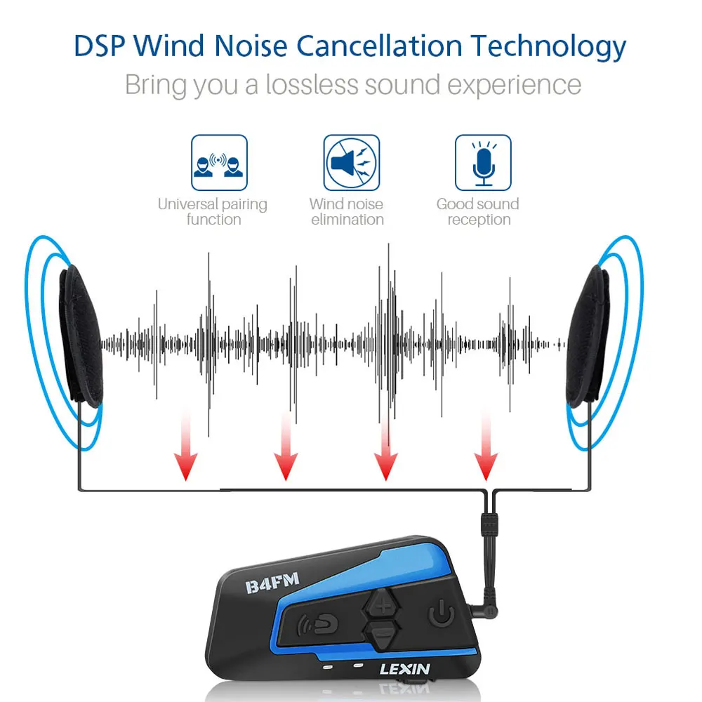 Lexin 2 шт. шлем Bluetooth гарнитура мотоцикл домофон для 4 гонщиков говорящий с fm-радио мото гарнитура intercomunicador B4FM