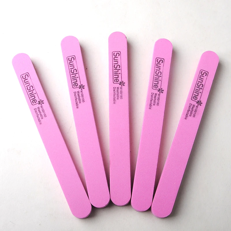 COSCELIA 5Pcs/lot Pink Color Sunshine Nail File Straight Nail Buffer