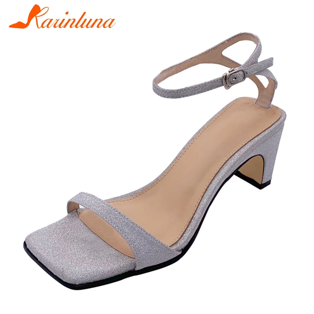 

KARINLUNA New Fashion Big Size 33-40 Ladies High Heels Genuine Leather Women Shoes Woman Casual Party Ol Summer Sandals 2019