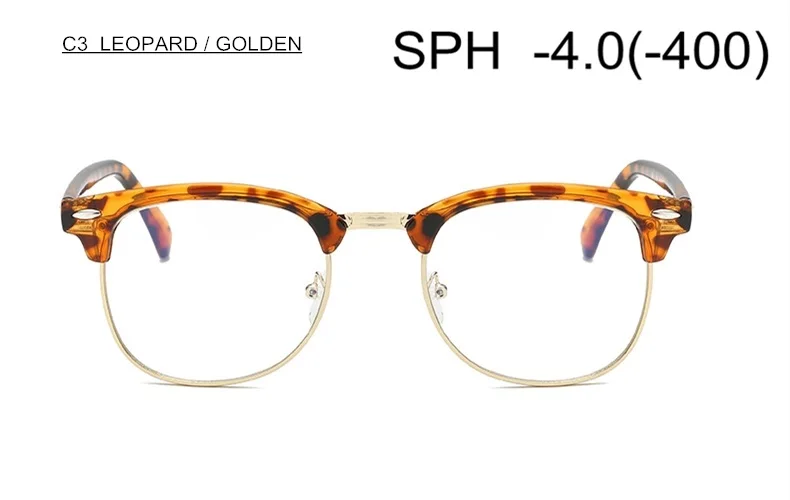 SUMONDY Диоптрий SPH-0,5 до-6,0 Рецептурные очки для близоруких женщин и мужчин с диоптриями с заклепками очки миопия очки корректирующие UF28 - Цвет оправы: C3 (-4.0)