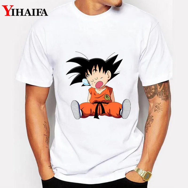 

Men T Shirt Dragon Ball Z Kid Goku Graphic Tee Cute Cartoon Anime gym T-Shirts Casual Short Sleeve White Tops