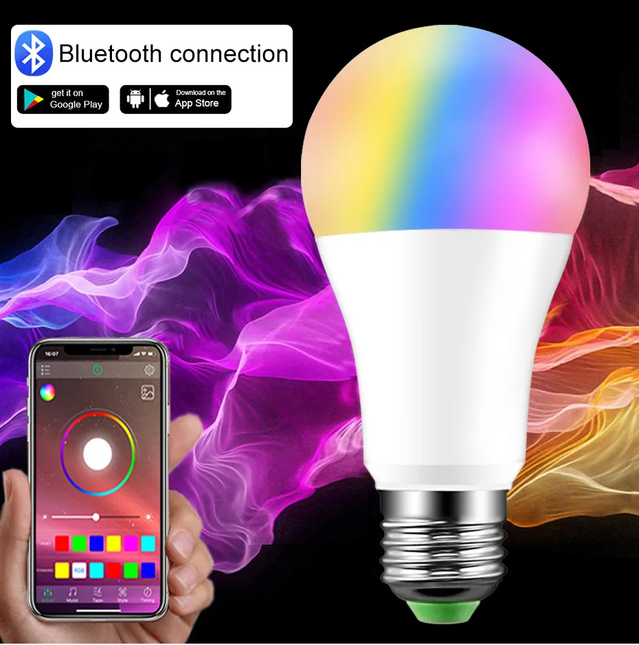 Bluetooth RGB светодиодный лампы RGBW RGBWW E27 B22 15 W приложение музыка Голос Управление умный свет лампы многоцветная светодиодная Night Light Home Decor