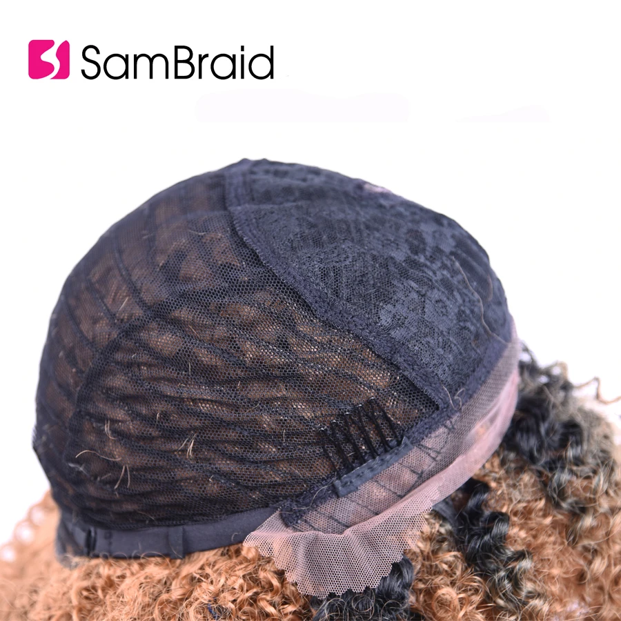 SAMBRAID кудрявые вьющиеся волосы для черных афро синтетических плетения волос парики кружева спереди парики для женщин 14 дюймов/200 г