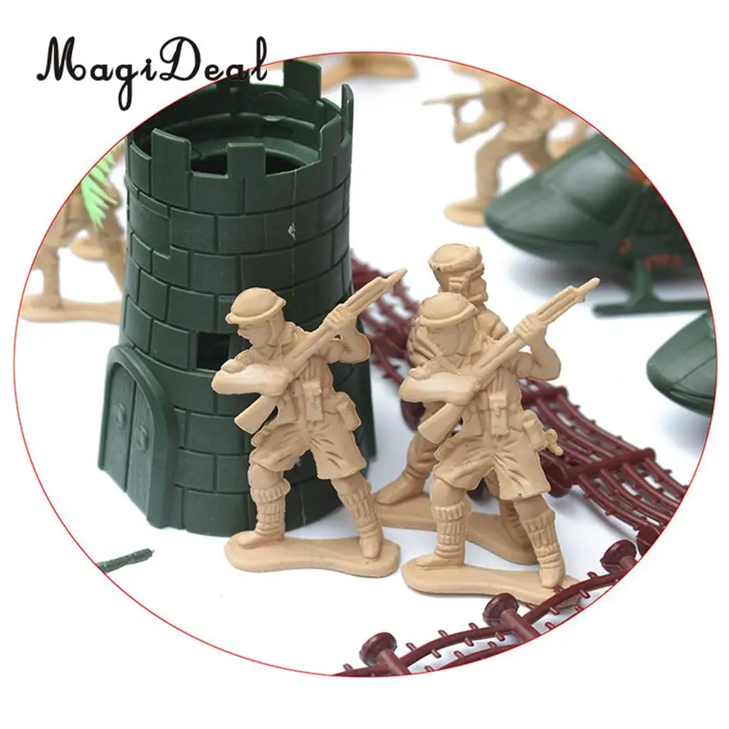 188 Pieces Army Men Playset 5cm Soldier Action Figures with Tanks Planes Flags&More Assorted Accessories Boys Kids Toys Gift