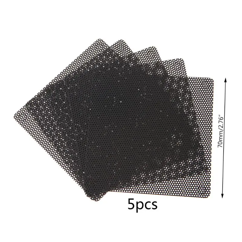 5 шт. ПВХ пылезадерживающий фильтр для вентилятора ПК пылезащитный чехол Cuttable компьютер 70 мм сетка черный