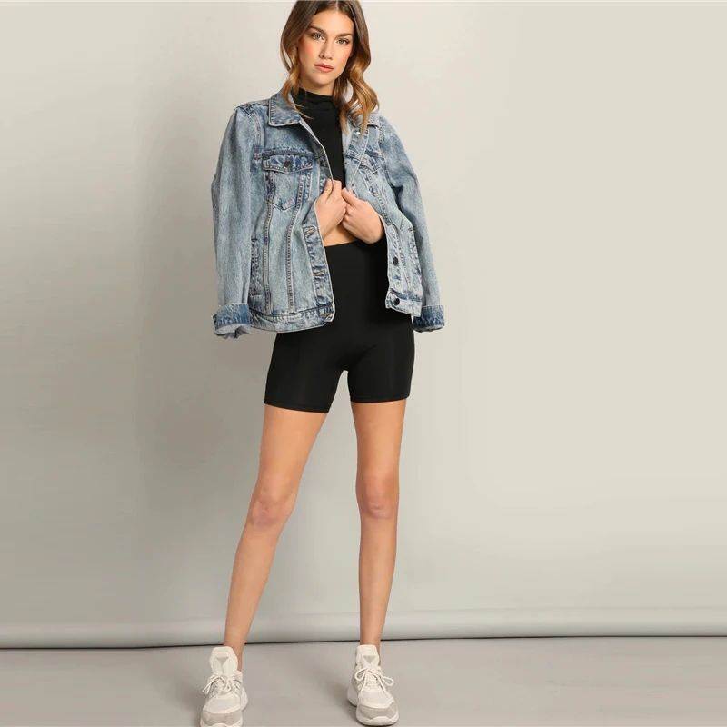 SweatyRocks укороченный облегающий топ и леггинсы, шорты, набор, одежда для активного отдыха, обтягивающие Твердые наряды, Летние черные женские комплекты из 2 предметов