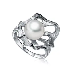 Sinya естественный пресноводный жемчуг кольца уникальный в виде листка лотоса дизайн 925 серебро женская свадебная обувь вечерние украшения
