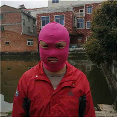 Pink Новинка, Полнолицевая маска, 3 отверстия, Балаклава, вязаная шапка зима, стрейч, Снежная маска, шапочка, шапка, новинка, Черные Теплые маски для лица - Цвет: Pink