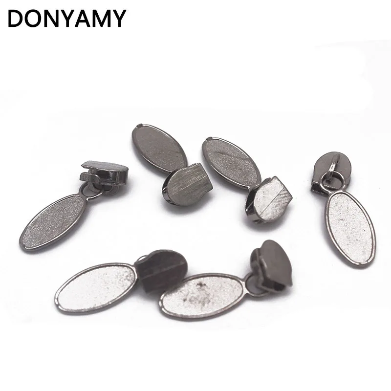 DONYAMY 50pcs/lot 3# Zinc Alloy Non Lock Zipper Puller Zipper Sliders For Sewing Oval Shape
