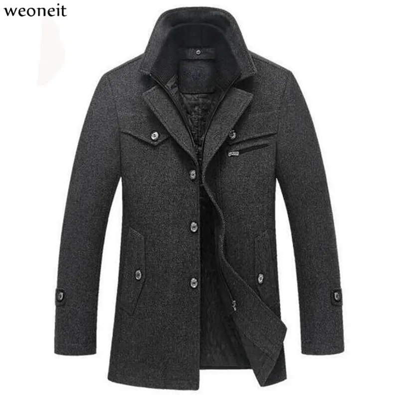 Weoneit зимнее пальто для мужчин шерстяная Толстая ветровка шерстяное Casaco Masculino Palto