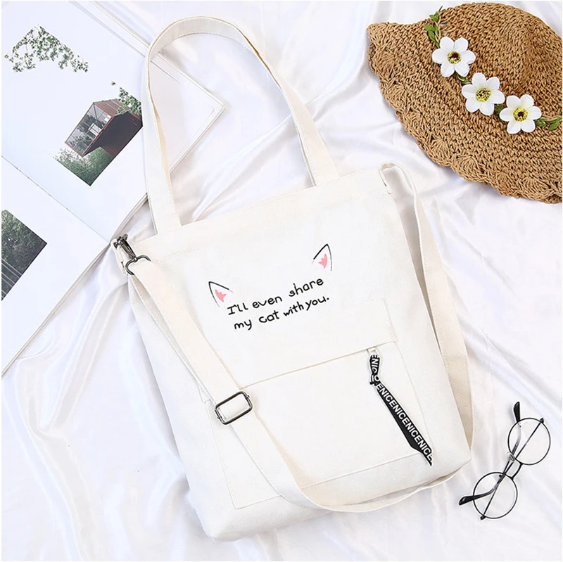 

New detachable canvas women's bag Korean version tote cross body bag fashion single shoulder women's shopping bag
