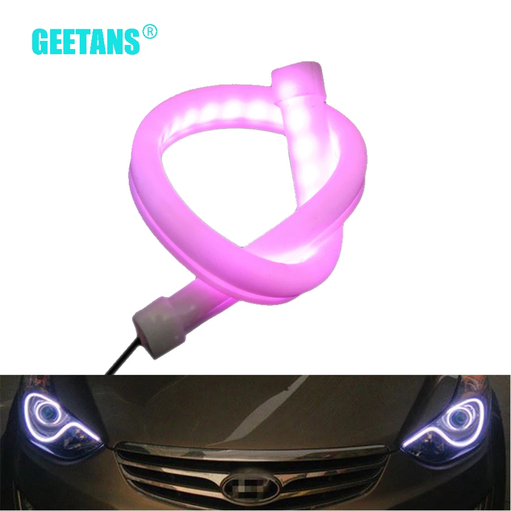 

Geetans 2pcs Daytime Running Light Turn Single Light Universal Flexible light soft tube guide LED strip DRL Car styling CJ