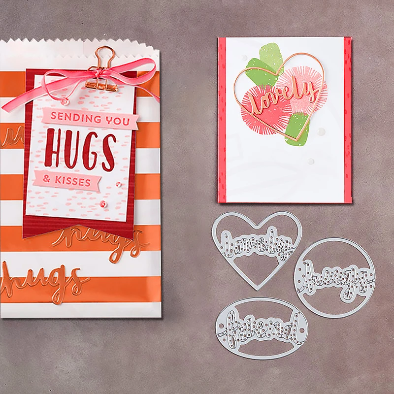 

Eastshape Greeting Letter Hugs Cutting Dies 2019 New For Dies Scrapingbook Embossing Stencil Card DIY Crafts 3Pcs 163*57mm