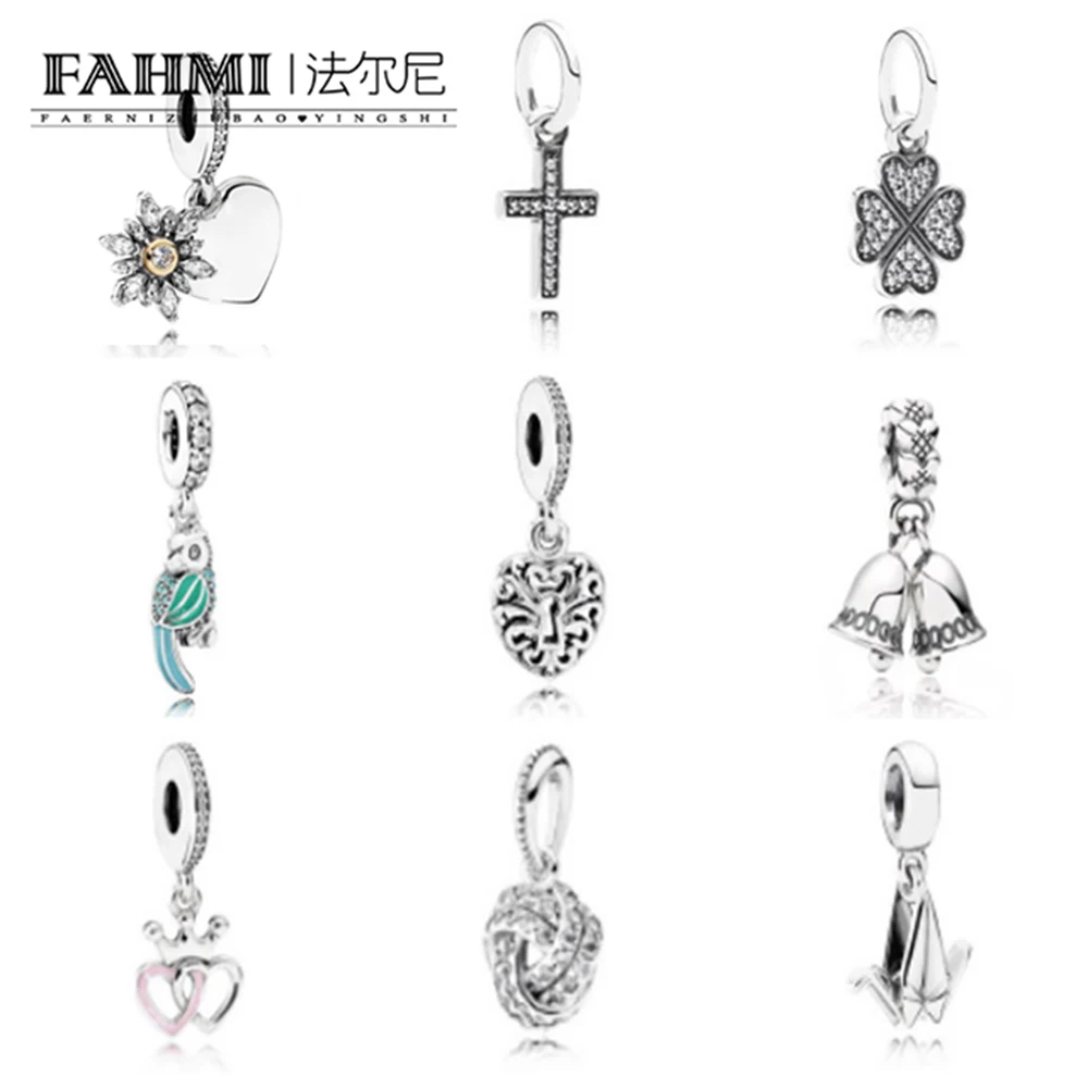 

FAHMI 100%Real 925 Sterling Silver Petals of Love Pendant For Women Original Jewelry Silver Cross Small bell Pendant
