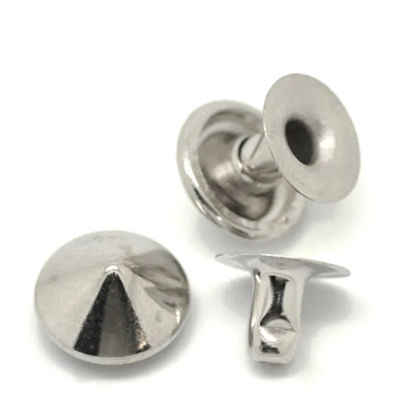 

50 Sets Silver Tone Cone Spike Garment Studs Spots Pointed Rivets Clothing Belt Bag Shoes Making 9mm 8mm