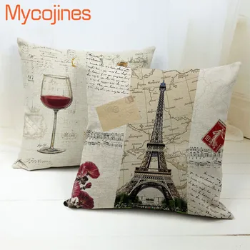 

France Famous Tower Pillow case Red Wine Pillow Cover Paris Fashion Cushion Covers Bed Seat Car Home Decoration Throw Pillows