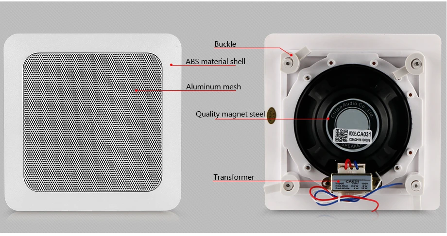 Oupushi CA031 5-10 Вт 4,5 дюймов квадратный потолочный динамик с использованием для системы PA и фоновой музыкальной системы