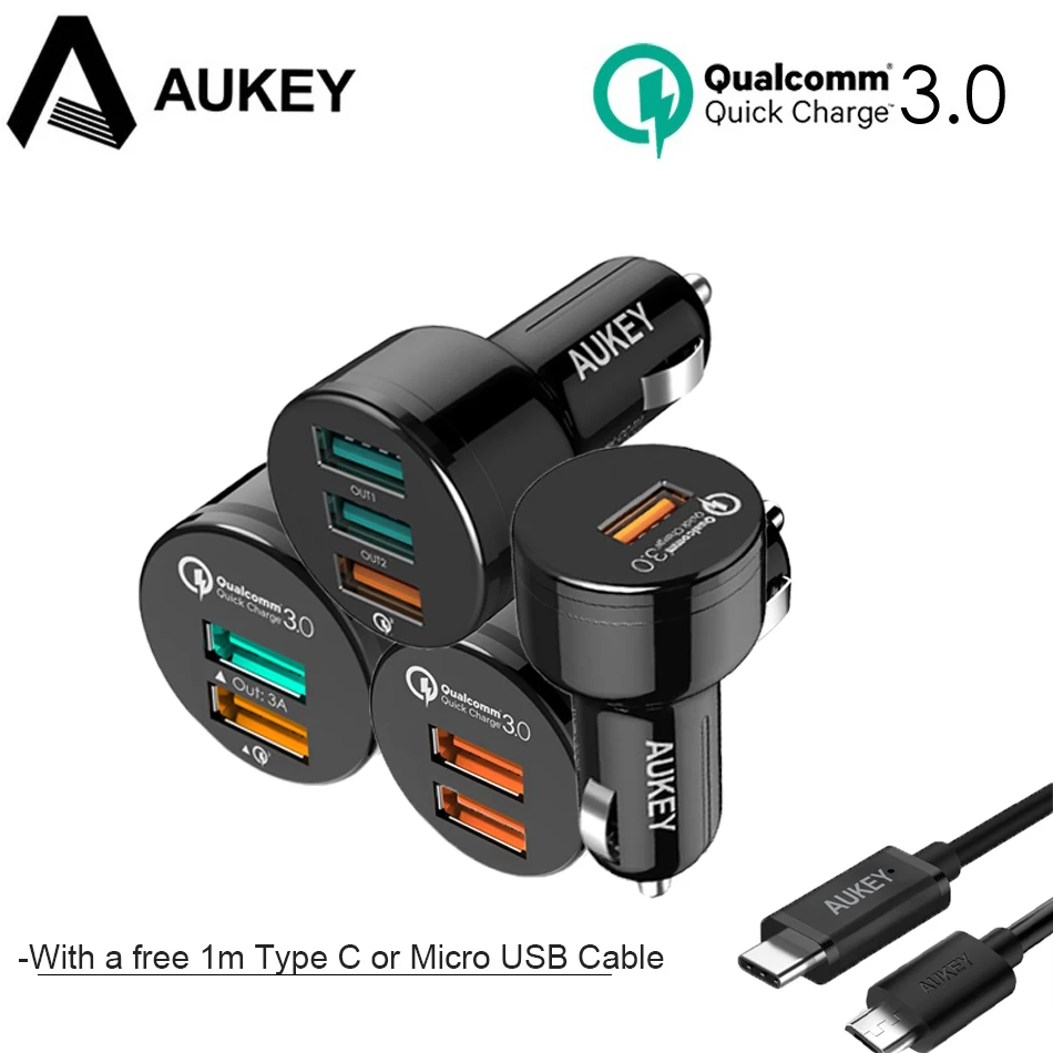 AUKEY Quick Charge 3 0 USB Автомобильное зарядное устройство мобильный телефон Быстрый