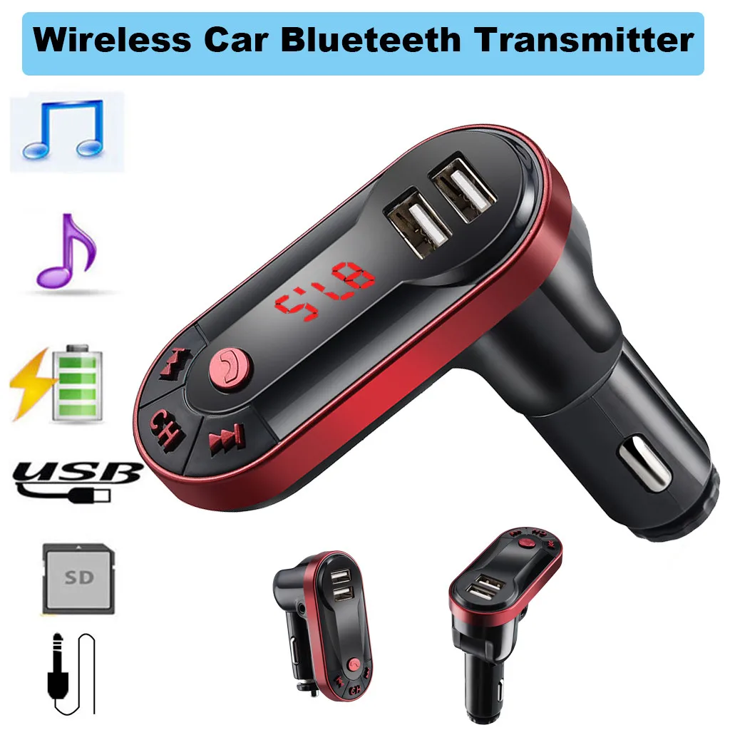 

Car Bluetooth Wireless FM Transmitter LCD MP3 Player USB Charger Accessories Audio Cable USB 3.5mm AUX Dropshipping YJJ1