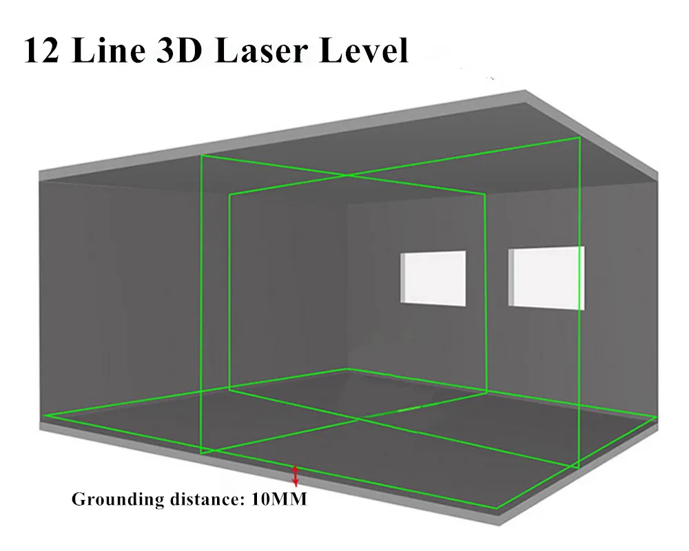 Fukuda Профессиональный 16 линейный 4D лазерный уровень 12 линия 3D зеленый луч 360 вертикальный и горизонтальный самонивелирующийся крест для улицы