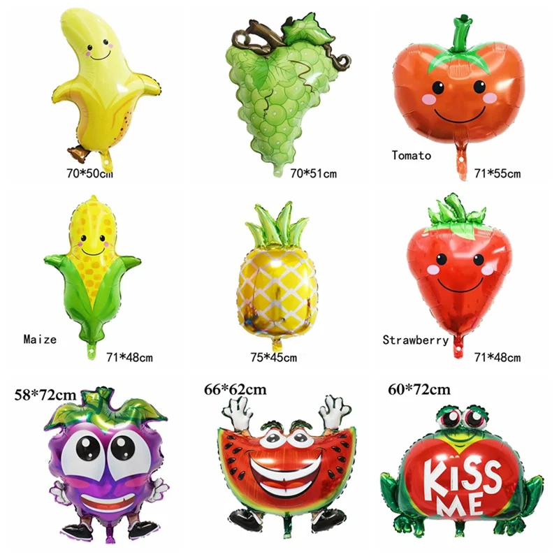 

1pc helium balloons new style fruit foil balloons stawberry corn banana tomato grape lemon toys for birthday party balloons