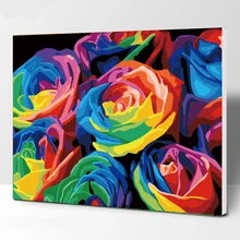 Красочный цветок DIY картина по номерам ручная роспись маслом гостиная комнатное домашнее настенное украшение Роза Artwork40* 50 см