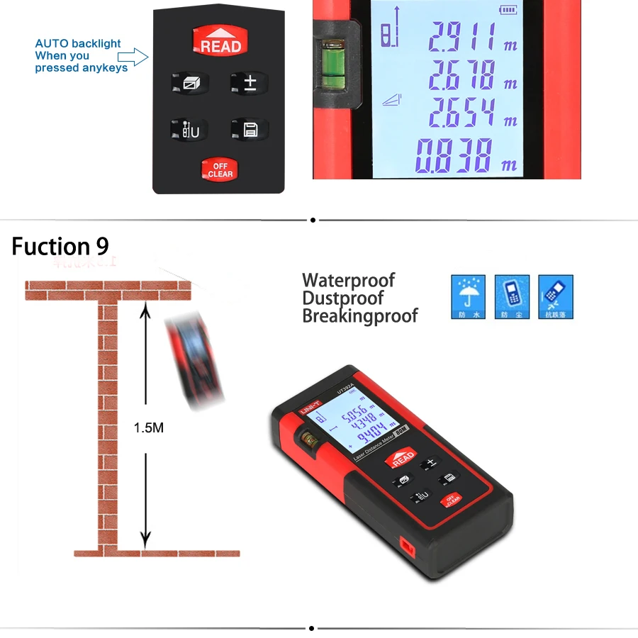 UNI-T UT390B+ профессиональный лазерный дальномер 40 м измерение для охоты лазерный измеритель телеметро дальномер