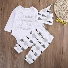 3 шт. комплект осень Одежда для новорожденных девочек и малышей футболка Топы+ штаны; леггинсы комплект Одежда для малышей