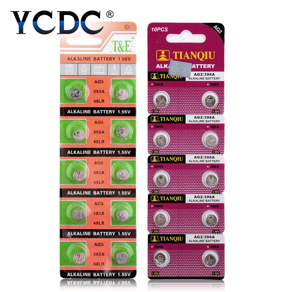 YCDC 10 шт. аккумулятор таблеточного типа AG6 AG12 AG8 AG9 AG10 AG11 1,5 V lr1130 акумуляторная батарея ворс ag6 pour montre