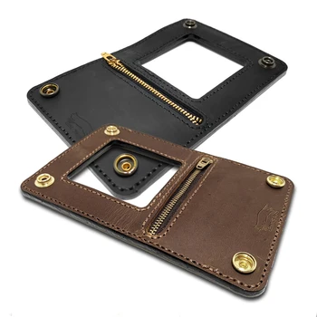 

A114 EDC portable defense harmony leather racquet top layer cowhide vegetable tanned leather handmade Boston wallet