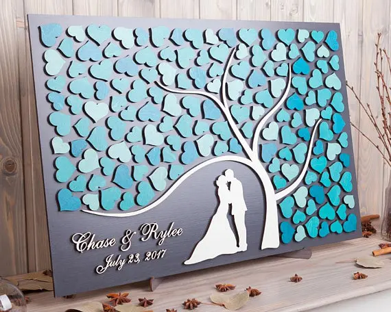 guestbook árvore de madeira da vida presente de casamento
