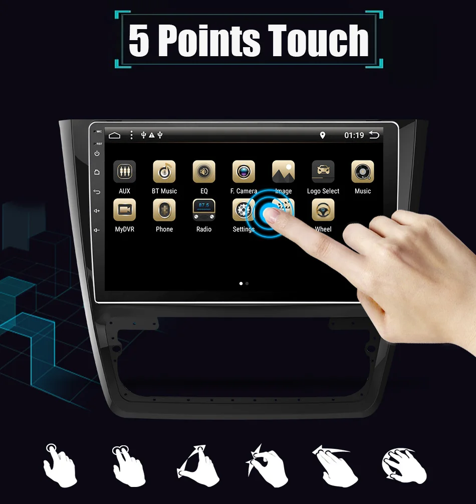 Perfect Eunavi Android 8.1 Octa-core 10.1 inch Car Radio HeadUnit GPS Navi Player for Skoda Yeti 2014 2G+32G with WIFI RDS car stereo 5