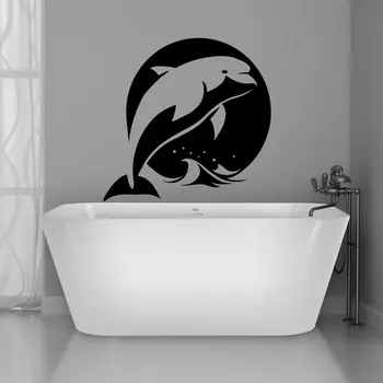 

The Ocean Sea Animal Dolphin Sunrise Wall Sticker Vinyl Home Decor Bathroom Aquarium Nursery Decals Waterproof Wallpaper Y-36
