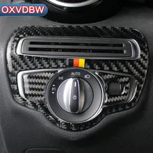Углеродное волокно рама переключателя фар Накладка стайлинга автомобилей Стикеры для Mercedes C Class W205 C180 C200 GLC аксессуары