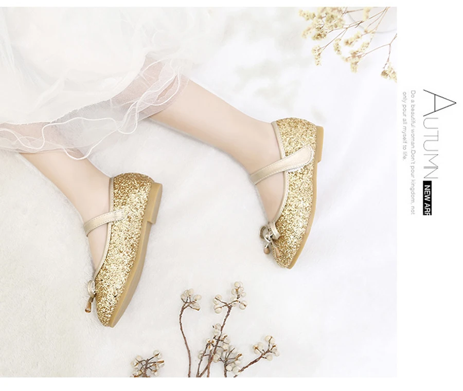 Sapatas dos Miúdos Meninas para a Festa de Dança de Couro Iyeal Meninas Sapatos Princesa Ouro Rosa Sliver Menina Único 10 Mamãe e Bebê